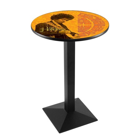 Holland Bar Stool Co 36" Blk Wrinkle Jimi Hendrix, AYE, Orange Pub Table L217B3636JimiH04